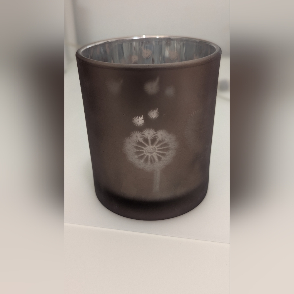 Brown printed glass candle holder